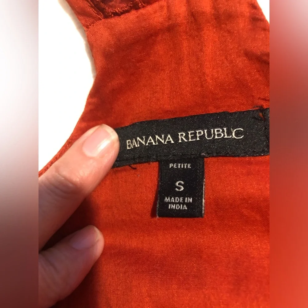 Banana Republic Orange Red Embroidered Strappy Sleeveless Summer Top v neck - Picture 8 of 10